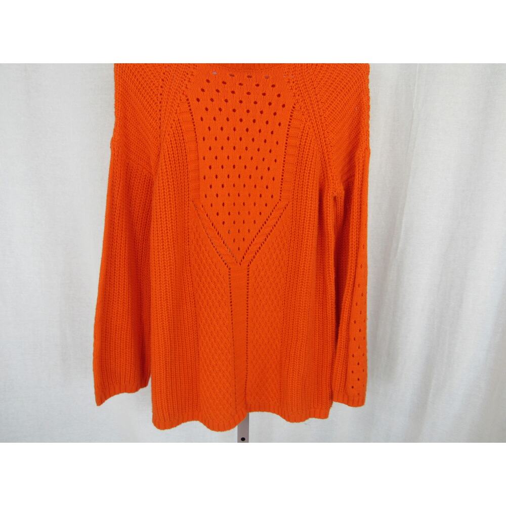 Workshop Republic Clothing Small Open Knit Crochet Orange Sweater Mockneck - Picture 4 of 7